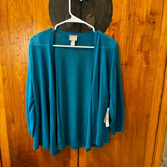 NWT Deep teal lightweight cardigan Chico's Size 2 Large - Picture 4 of 8